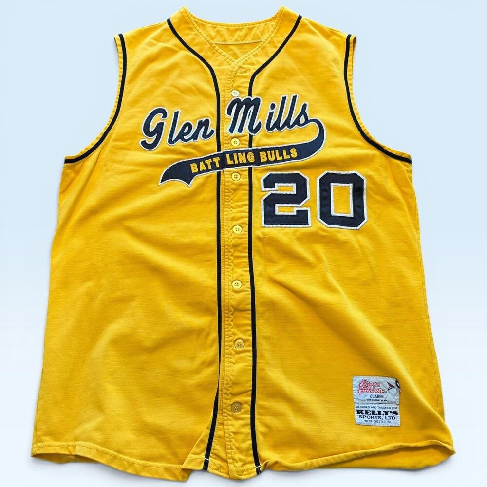 Vtg Glen Mills Battling Bulls Jersey Mens XL Baseball Ripon Athletic Team Issued
